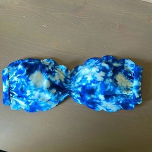 PINK blue tie-die bandeau swim top